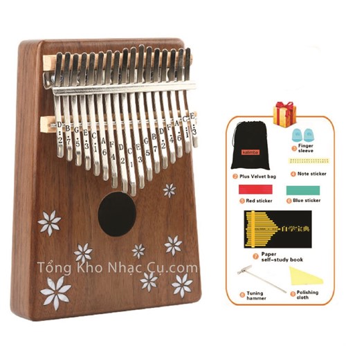 Đàn Kalimba Yael 17 Phím Gỗ Acacia Y17A (Khảm hoa - Mbira Thumb Finger Piano 17 Keys)